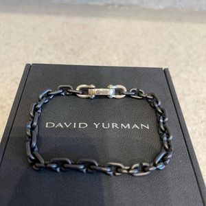 David Yurman Black Titanium with Sterling Silver chain bracelet
